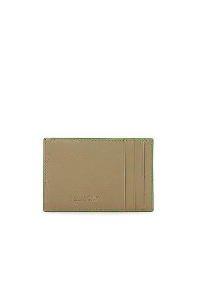 Shop Bottega Veneta Casette Credit Card Case In Taupe Parakeet & Taupe Silver