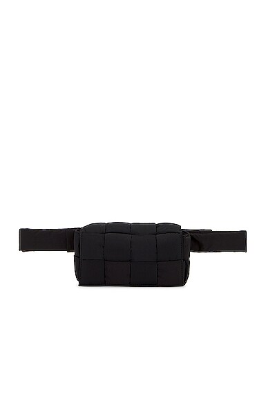 Shop Bottega Veneta Mini Cassette Padded Belt Bag In Black & Silver