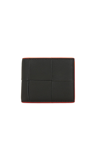 Bottega Veneta Cassette Bi Fold Wallet in Dark Green & Orange