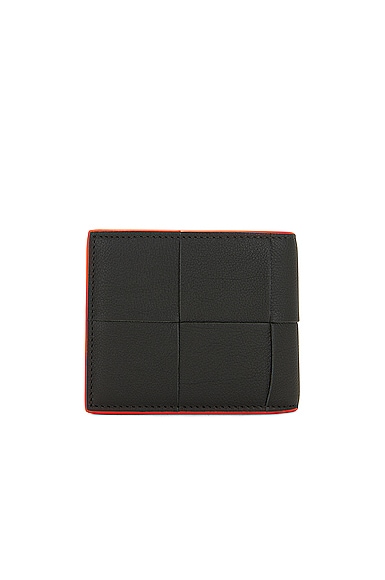 Shop Bottega Veneta Cassette Bi Fold Wallet In Dark Green & Orange