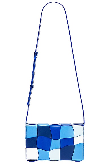 Bottega Veneta Medium Cassette Urban Leather Distorted Pool Bag in Navy, Blue, & White