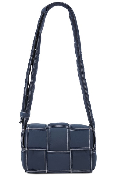 Bottega Veneta Small Padded Cassette Nylon Stitch in Deep Blue & White