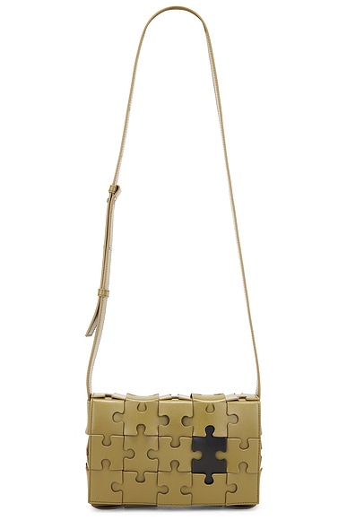 Bottega Veneta Medium Cassette Intreccio Puzzle Bag in Algae Black