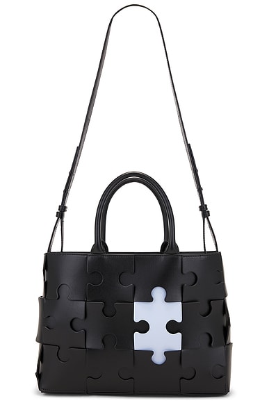Bottega Veneta Arco Tote Intreccio Puzzle Bag in Black Lunar | FWRD