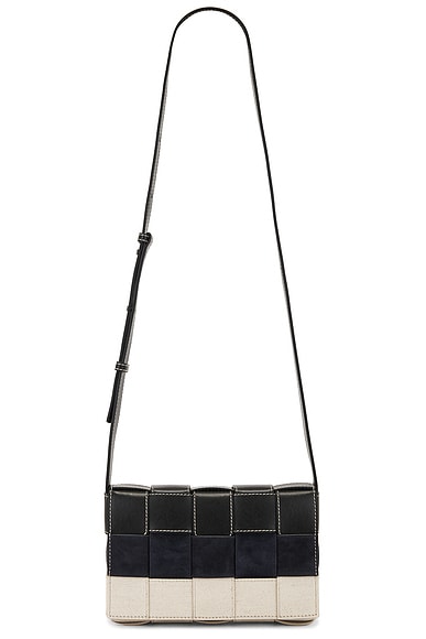 Bottega Veneta Cassette Intreccio Stitch Canvas And Suede Bag in Black & White