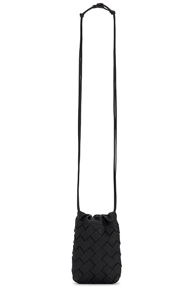Bottega Veneta Intrecciato 20 Taurillon Vertical Dustbag in Black & Silver