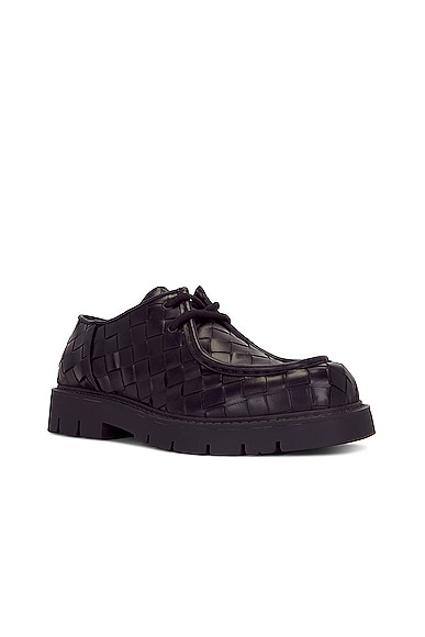 Shop Bottega Veneta Deep Calf Weave Lace Up In Black