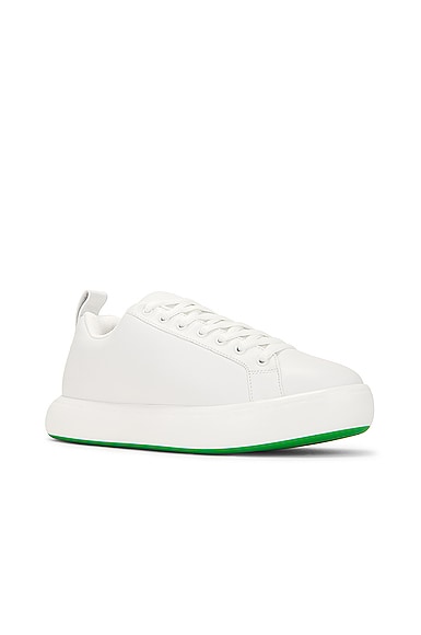 Shop Bottega Veneta Lace Up Sneaker In Optic White & Parakeet