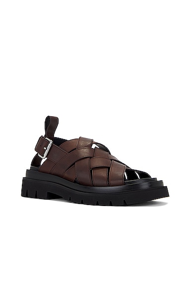 Shop Bottega Veneta Lug Slingback Sandal Military Calf In Fondant