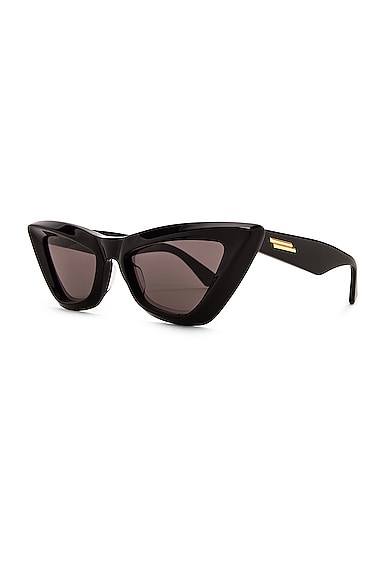 Shop Bottega Veneta Classic Ribbon Cat Eye Sunglasses In Shiny Black