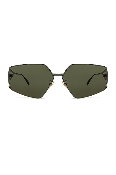 Bottega Veneta Light Ribbon Metal Sunglasses in Green