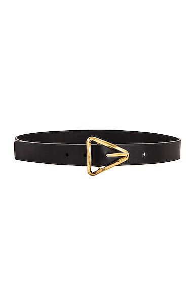 Bottega Veneta New Triangle Leather Belt in Black