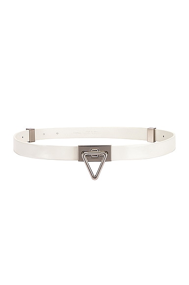 Bottega Veneta Triangle Lock Leather Belt in White