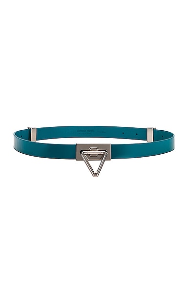 Bottega Veneta Triangle Lock Leather Belt in Blue