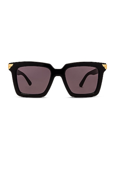 Bottega Veneta Bold Ribbon Square Sunglasses in Shiny Black