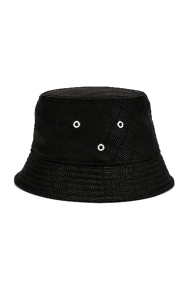 Intreccio Jacquard Nylon Bucket Hat in Black