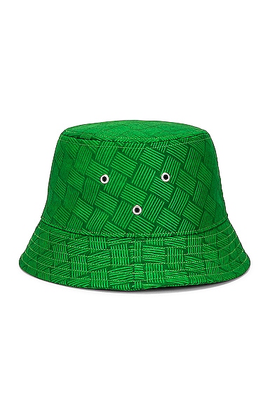 Intreccio Jacquard Nylon Bucket Hat in Green