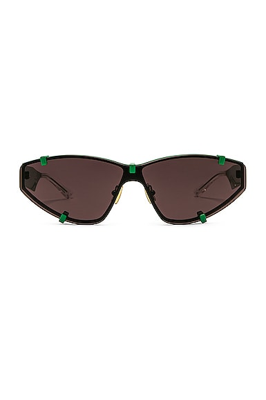 Bottega Veneta Sporty Mask Sunglasses in Green
