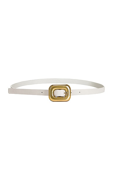 Bottega Veneta Rectangle Leather Belt in White