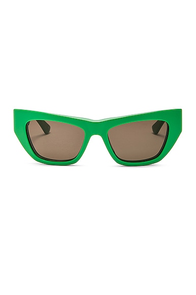 Bottega Veneta Acetate Cat Eye Sunglasses in Green