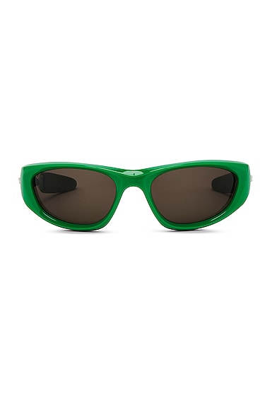 Bottega Veneta Wrap Sporty Sunglasses in Green