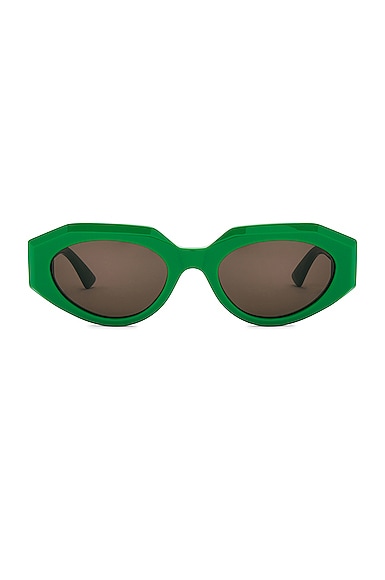 Bottega Veneta Acetate Cat Eye Sunglasses in Shiny Green