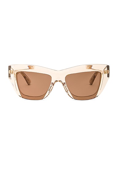 Bottega Veneta Edgy Square Sunglasses in Shiny Transparent Nude