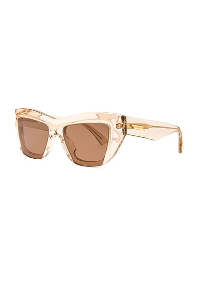 Bottega Veneta Square Sunglasses In Transparent Nude