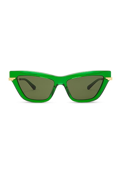 Bottega Veneta Combi Cat Eye Sunglasses in Transparent Btv Green