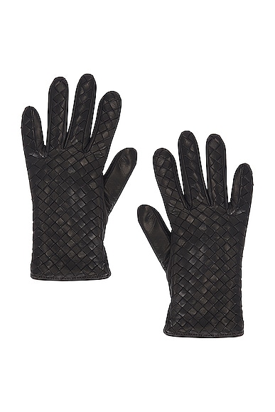 Bottega Veneta Soft Nappa Intreccio Gloves in Fondant