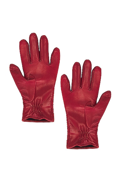Shop Bottega Veneta Soft Nappa Intreccio Gloves In Brick Red