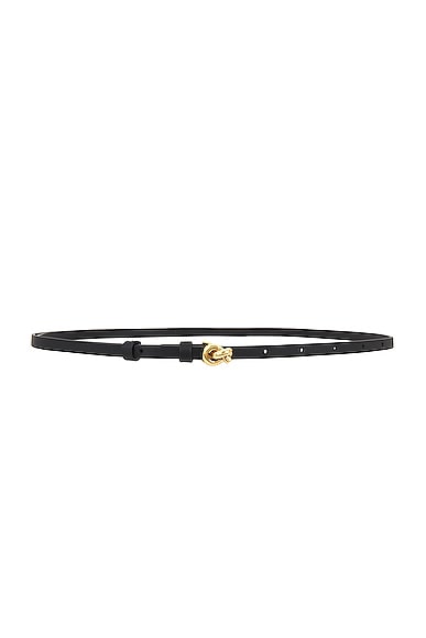 Bottega Veneta Mini Pendant Belt In Black & Brass