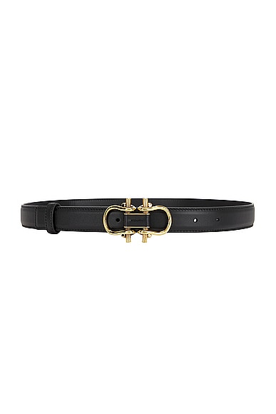Shop Bottega Veneta Monsieur Belt In Black & Muse Brass