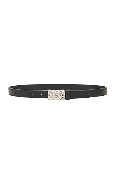 Bottega Veneta Pin Belt in Black & Silver