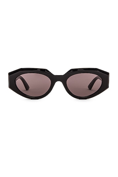 Bottega Veneta Soft Cat Eye Sunglasses in Shiny Black & Grey