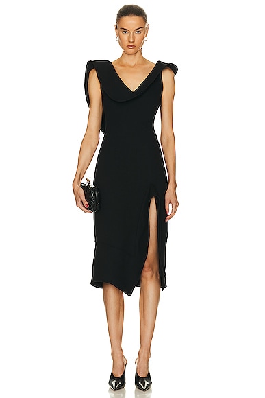 Bottega Veneta Structured Double Melange Dress in Black