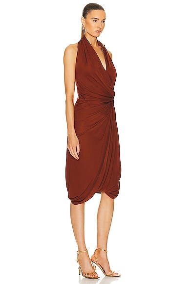 Bottega Veneta Draped Jersey Dress In Pudding