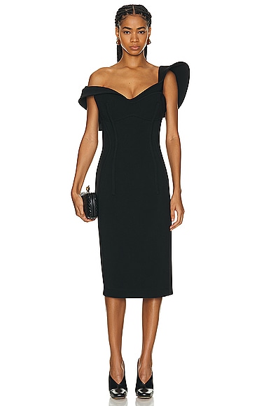 Shop Bottega Veneta Midi Dress In Black