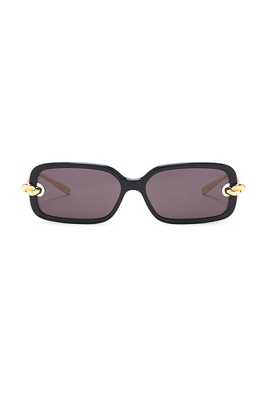Bottega Veneta Knot Rectangular Sunglasses in Black & Grey