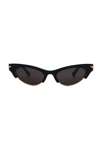 Bottega Veneta Bold Ribbon Cat Eye Sunglasses in Black & Grey