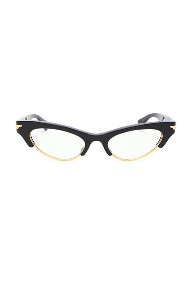 Bottega Veneta Bold Ribbon Cat Eye Eyeglasses in Black & Transparent