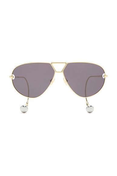 Bottega Veneta Drop Pilot Sunglasses in Gold & Grey