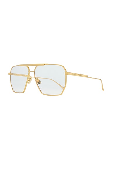 Bottega Veneta Light Ribbon Sunglasses In Shiny Gold & Clear
