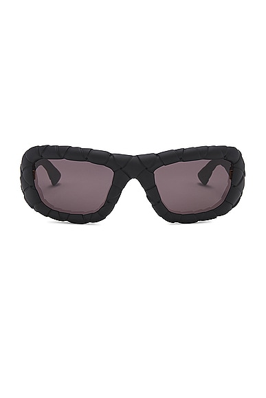 Bottega Veneta Intrecciato Wrap Sunglasses in Black