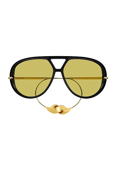 Bottega Veneta Pilot Drop Sunglasses in Black