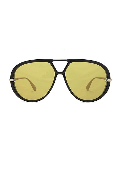 Bottega Veneta Aviator Sunglasses in Black & Yellow
