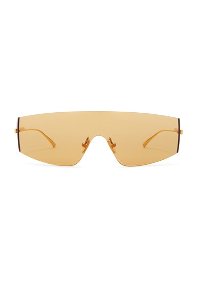 Bottega Veneta Light Ribbon Shield Sunglasses in Gold