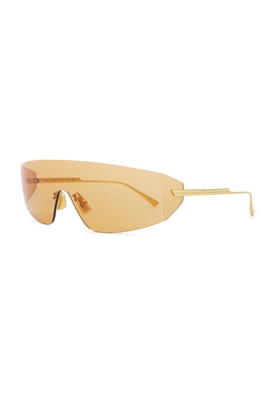 Shop Bottega Veneta Light Ribbon Mask Sunglasses In Gold