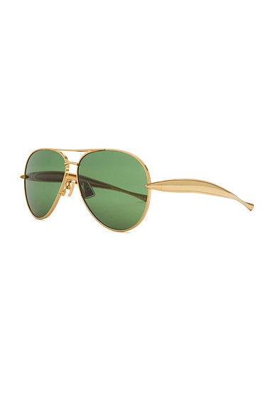 Shop Bottega Veneta Sardine Aviator Sunglasses In Gold