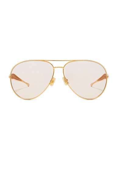 Shop Bottega Veneta Sardine Sunglasses In Shiny Gold